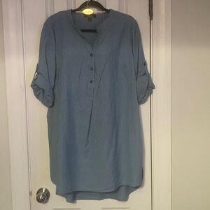 ellos Blue & White Shirt Dress Size 18/20 #522